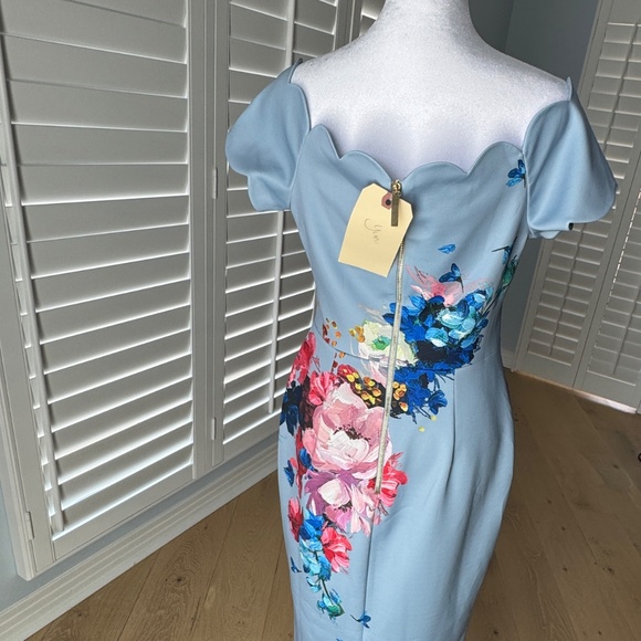 NWT Ted Baker Hailly Bardot Dress in Raspberry Ripple Size 3 US Size 8 - Picture 8 of 12